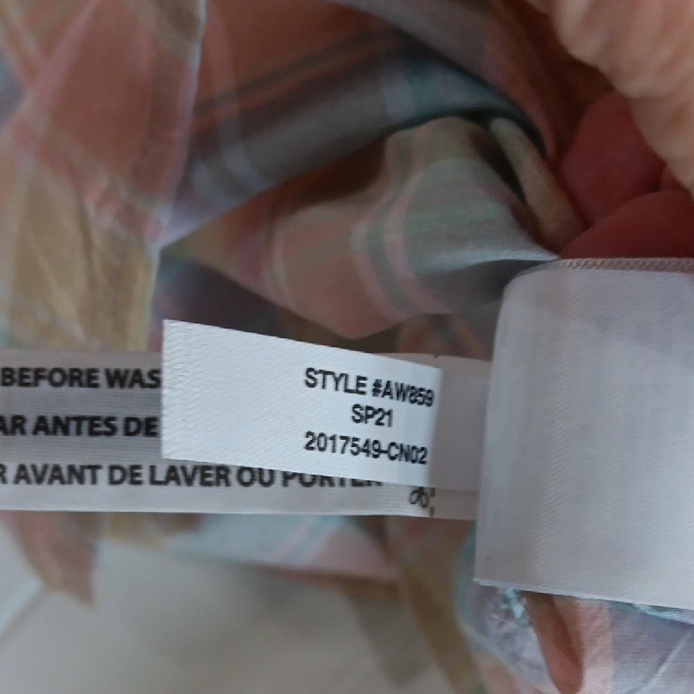 J.Crew Classic-Fit Cotton-Silk Voile Ruffleneck Shirt in Pastel Plaid.  - Picture 9 of 9